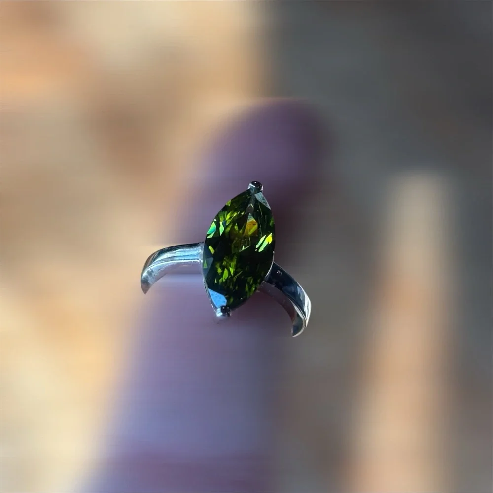 Lia Sophia Silver Green Marquise Ring